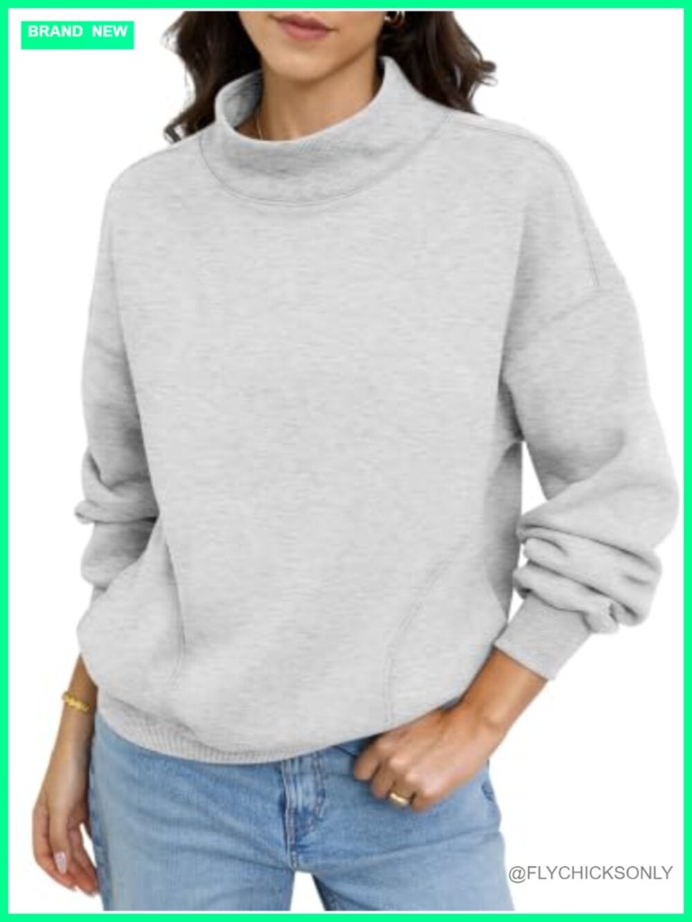 Fleece Mock Neck Sweatshirt with Pockets Pullover Long Sleeve